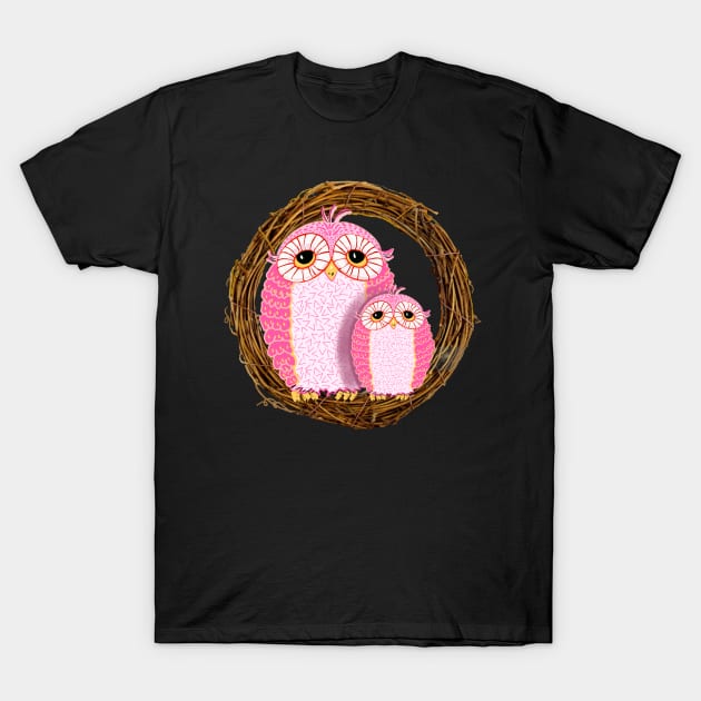 Owls in the Pink! T-Shirt by Salzanos